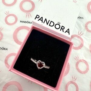 Pandora Elevated Red Heart Ring